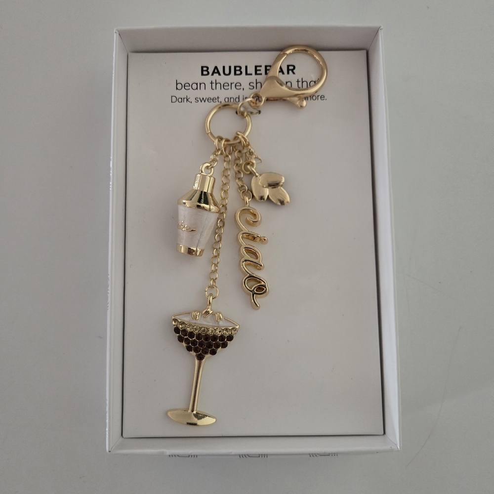 BaubleBar Gold Cocktail Charm Keychain